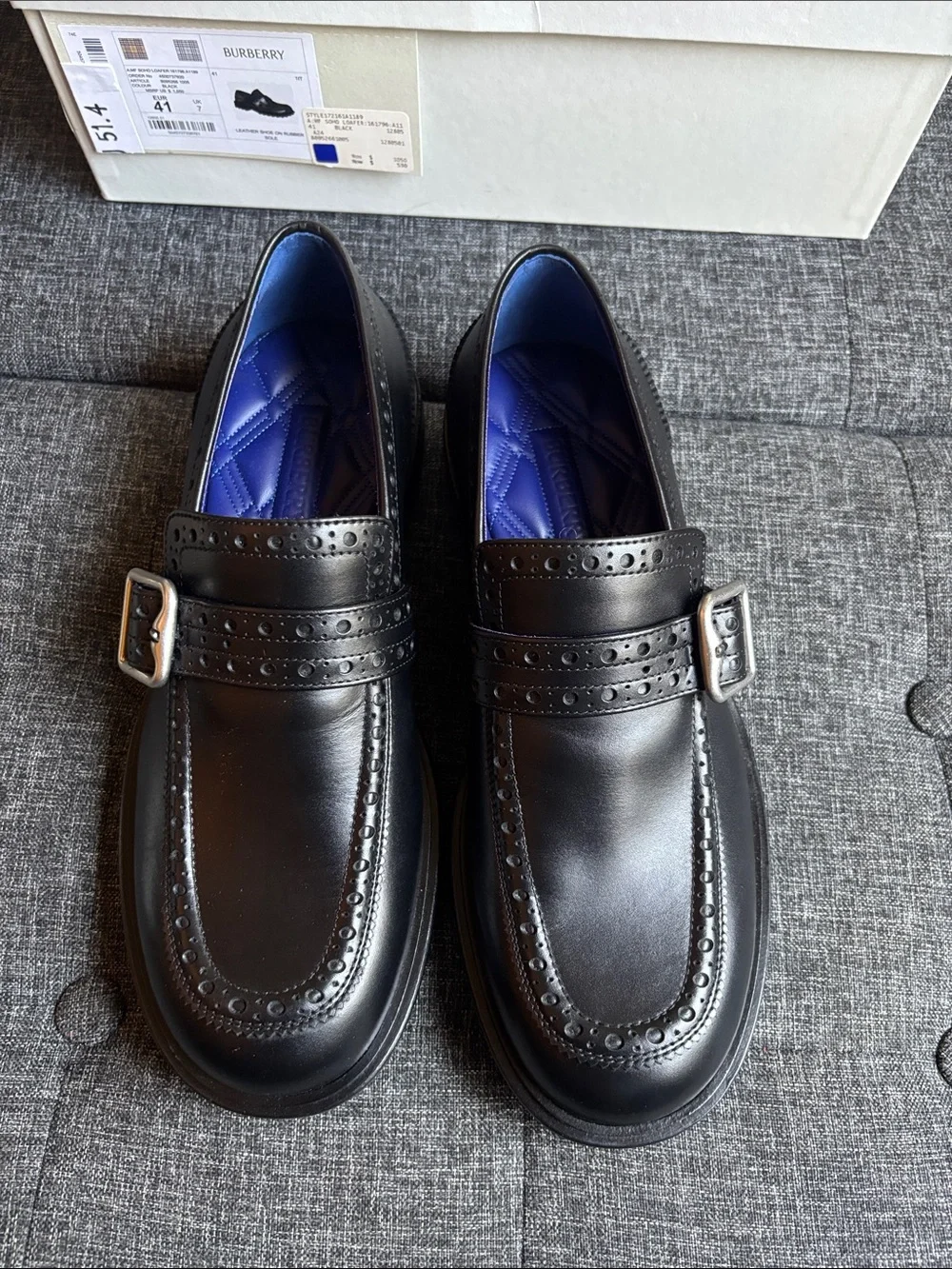 Burberry Black Leather Monk Strap Loafers